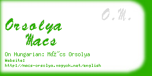 orsolya macs business card